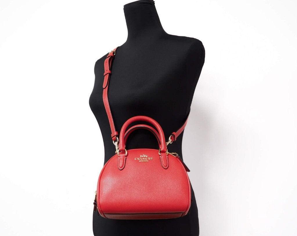 商品Coach|COACH Sydney Small Miami Red Crossgrain Leather Satchel Crossbody Bag,价格¥2391,第4张图片详细描述