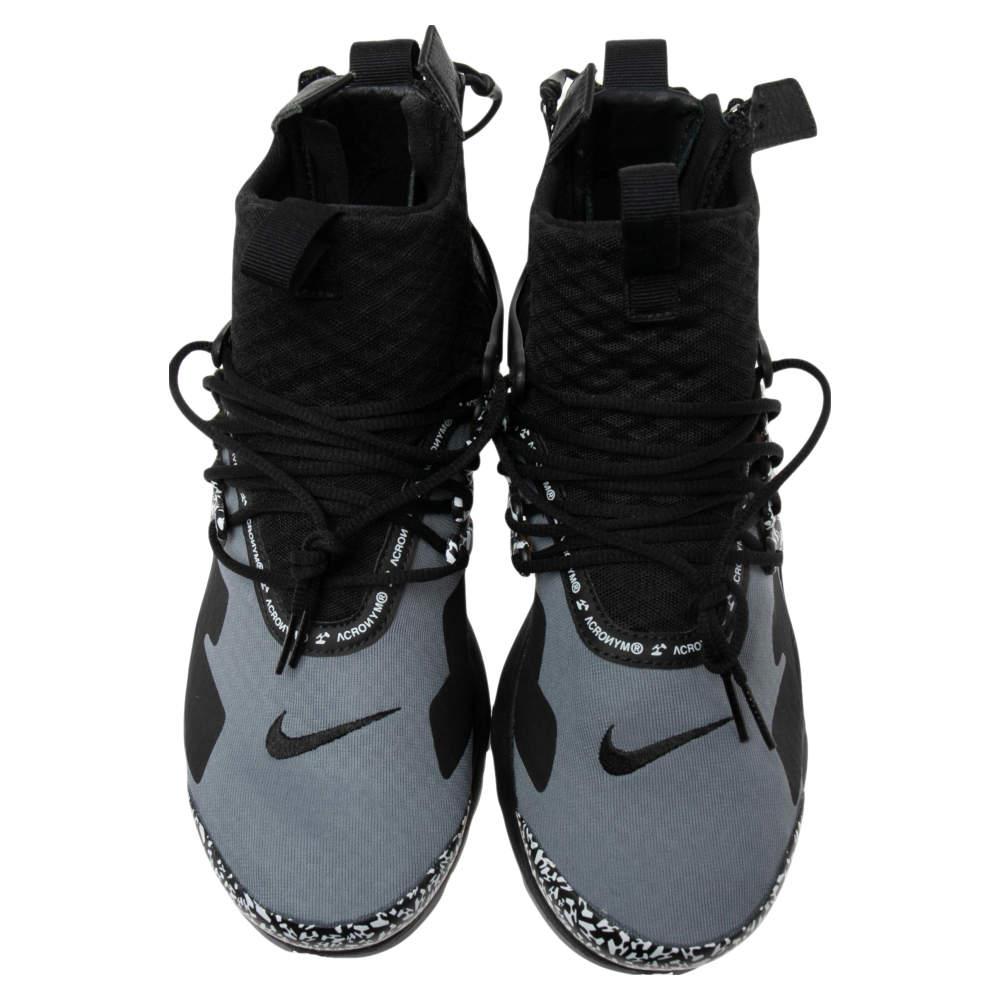 Nike Air Presto Mid Acronym Black/Grey Fabric And Rubber Lace Up  Sneakers Size 42.5商品第3张图片规格展示