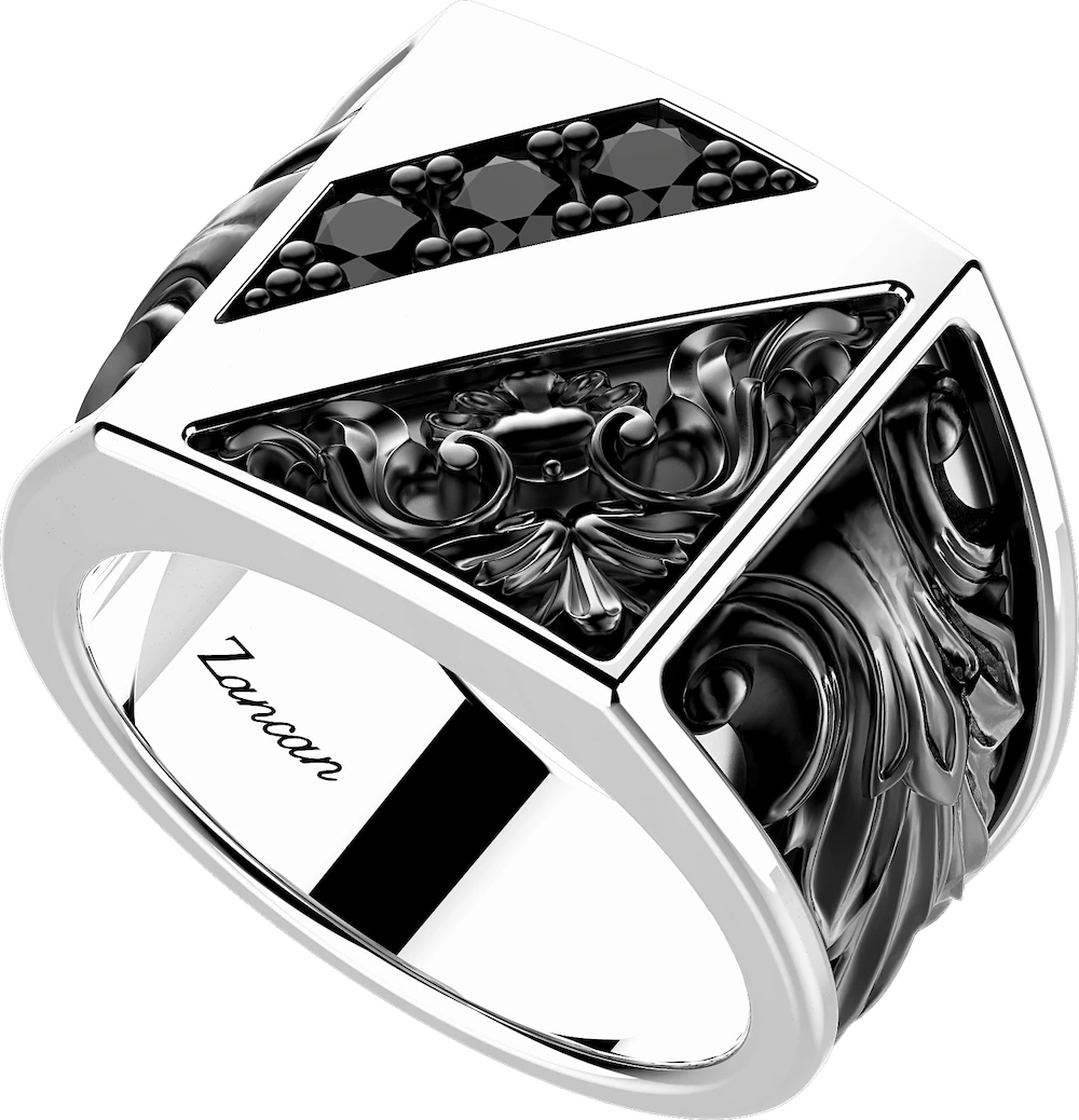 商品Zancan|Silver ring with flamboyant design and natural stones.,价格¥2228,第1张图片