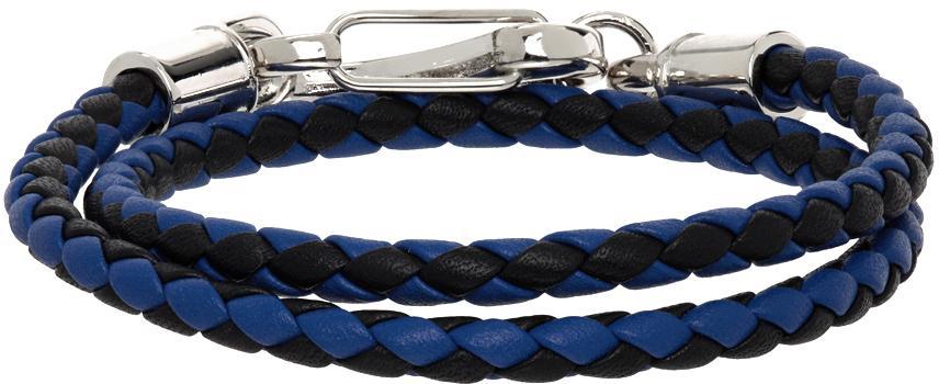 商品Marni|Black & Navy Double Wrap Braided Bracelet,价格¥507,第6张图片详细描述