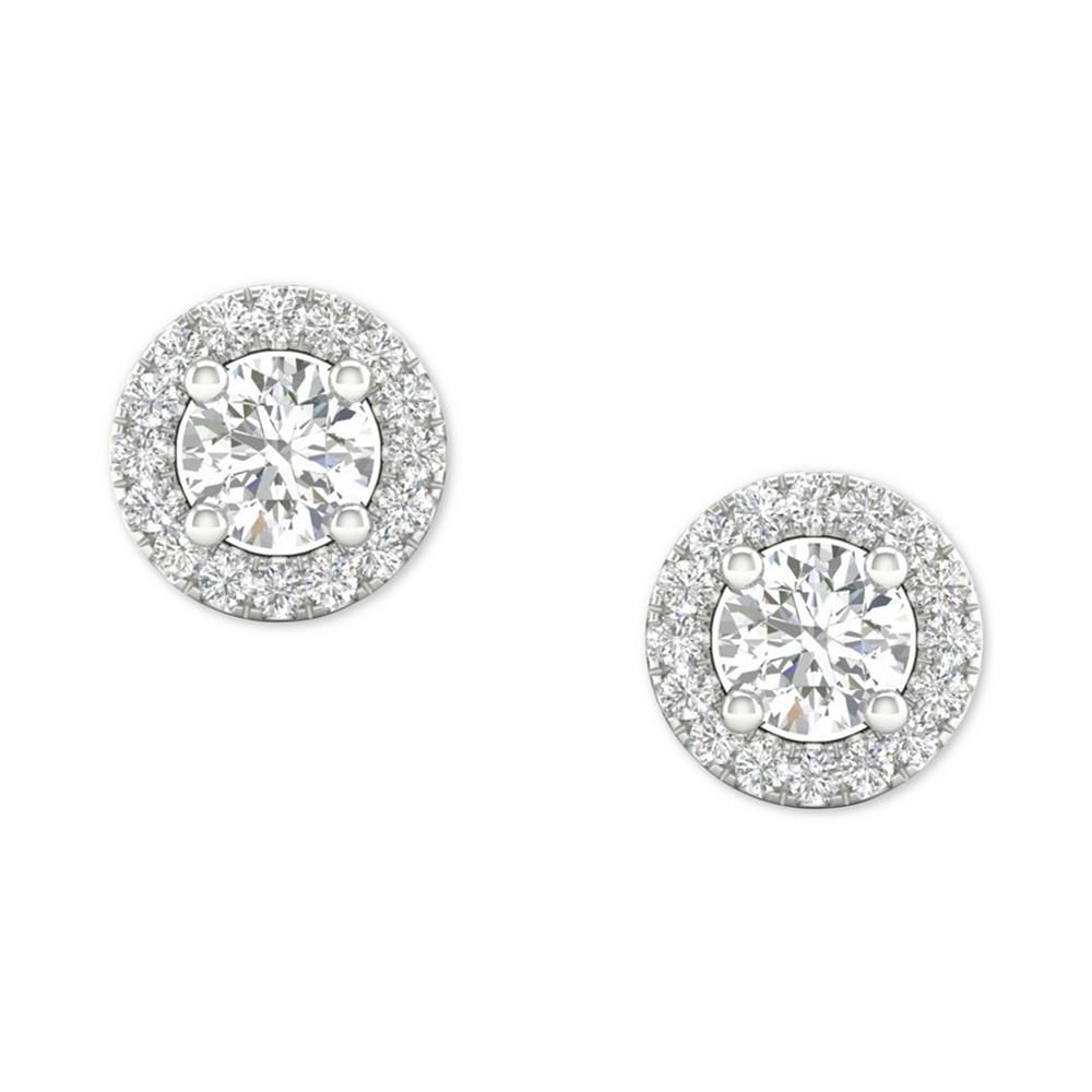 2-Pc. Set Diamond Halo Pendant Necklace & Matching Stud Earrings (5/8 ct. t.w.) in 14k White Gold商品第10张图片规格展示