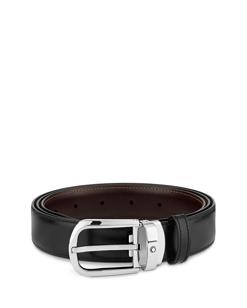 Men's Horseshoe Stainless Steel Reversible Leather Belt商品第3张图片规格展示