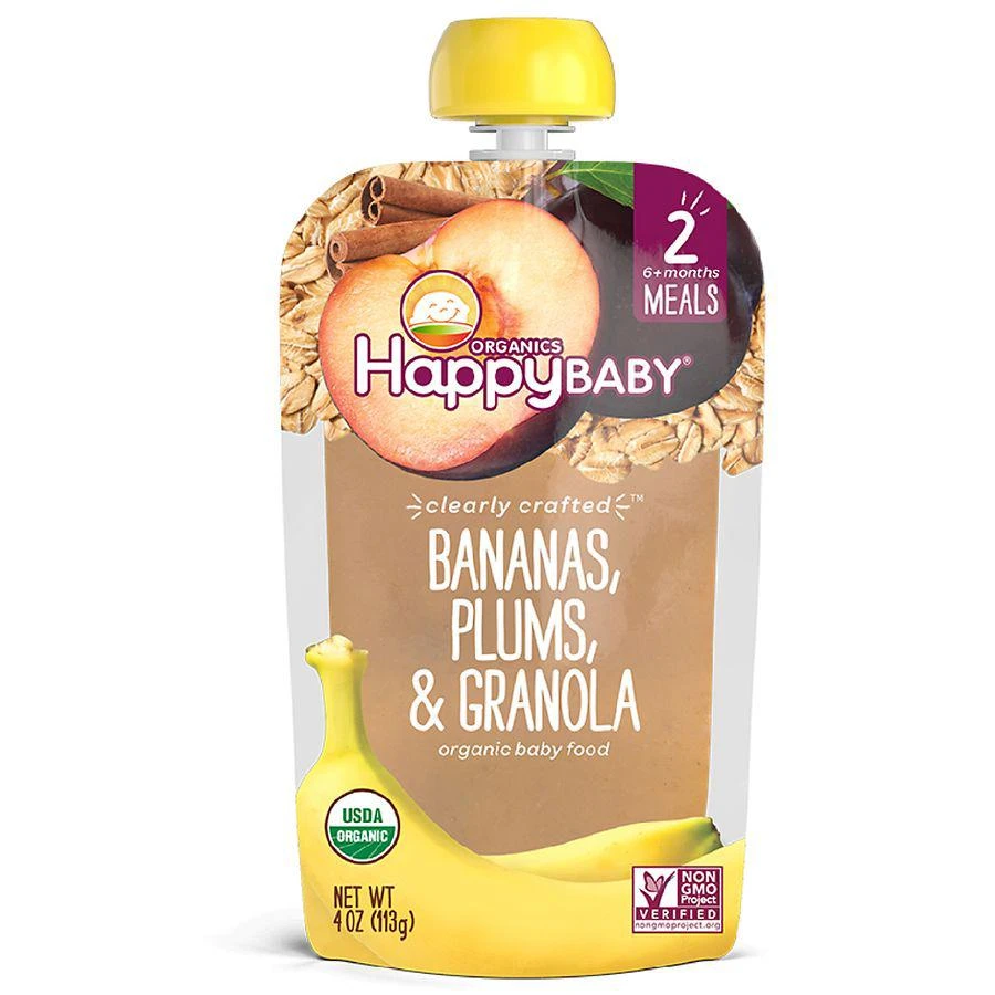 商品Happy Baby|Clearly Crafted Organic Food Pouch Bananas, Plums & Granola,价格¥19,第1张图片