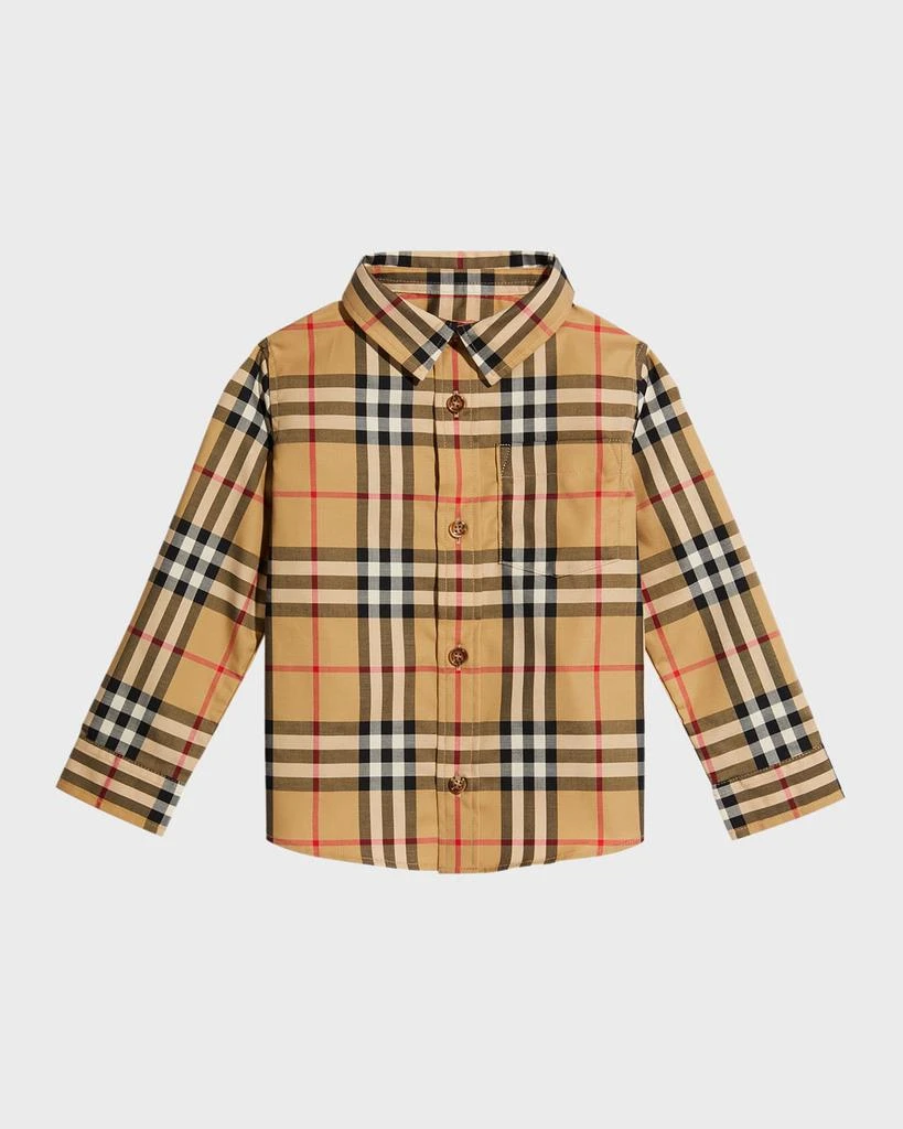 商品Burberry|Boy's Owen Vintage Check Long-Sleeve Shirt, Size 6M-2,价格¥1376,第1张图片