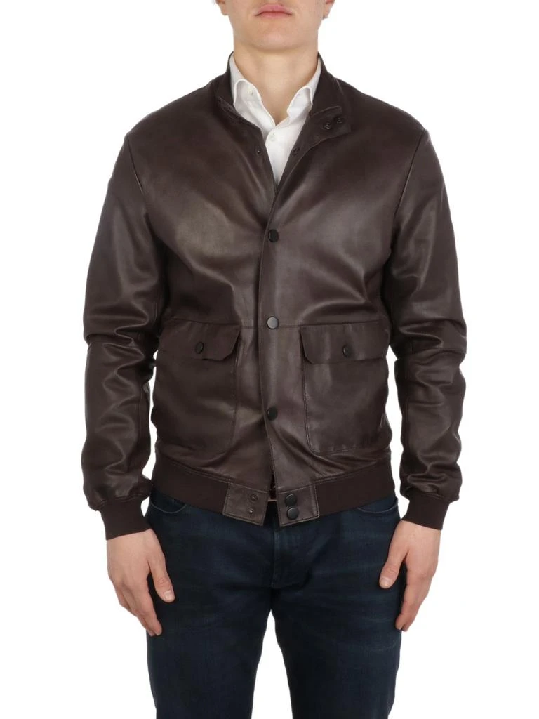 商品THE JACK LEATHERS|The Jack Leathers Men&#39;s  Brown Leather Outerwear Jacket,价格¥3824,第1张图片