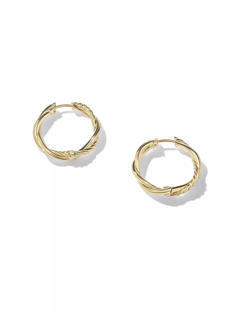 商品David Yurman|Petite Infinity Hoop Earrings in 18K Yellow Gold with Diamonds, 17.3MM,价格¥25497,第2张图片详细描述