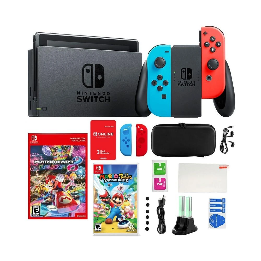 商品Nintendo|Switch Mario Kart 8 Bundle w/ Mario Rabbids Game & Access.,价格¥3441,第1张图片