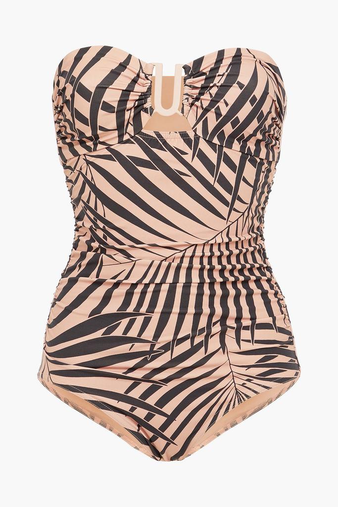 Separates Sculpt Link ruched zebra-print bandeau swimsuit商品第1张图片规格展示