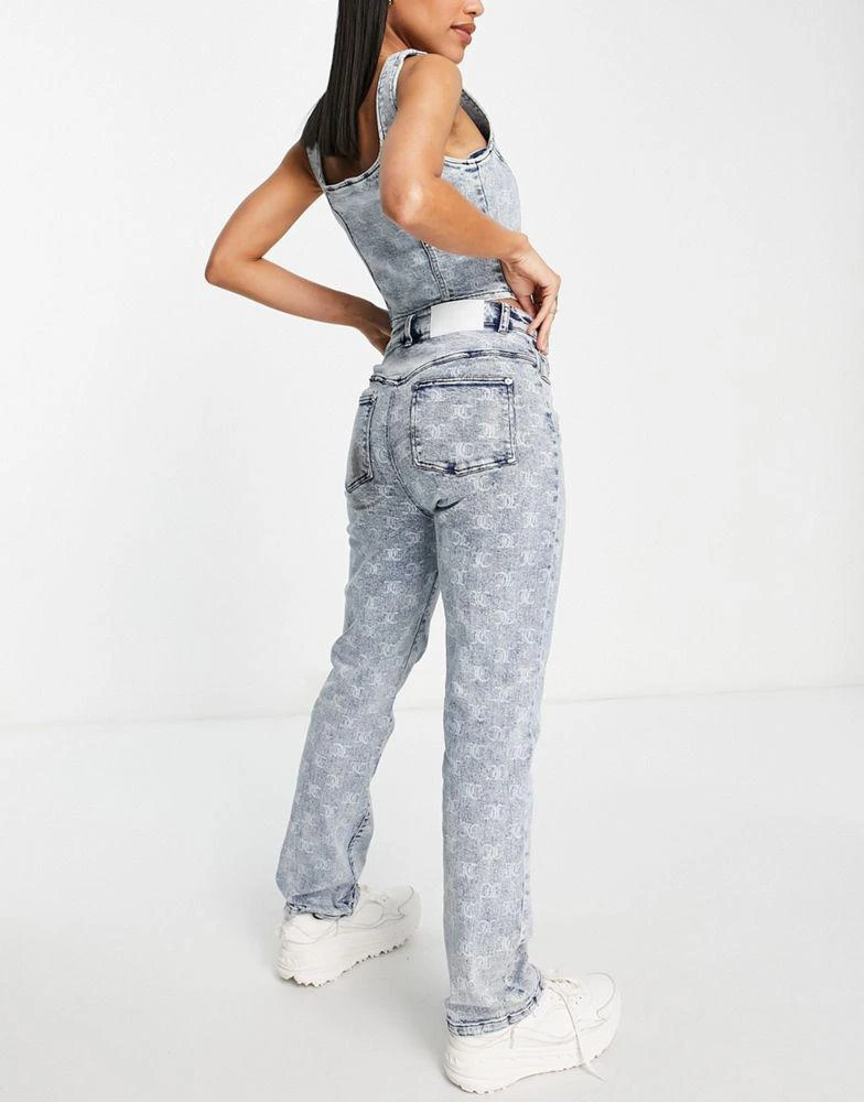 商品Juicy Couture|Juicy Couture co-ord monogram jacquard  denim jeans acid wash blue,价格¥491,第2张图片详细描述