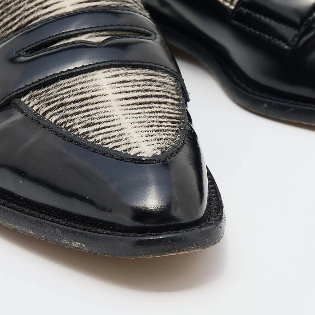 Tod's Black/White Leather Calf Hair Penny Slip On Loafers Size 39 商品