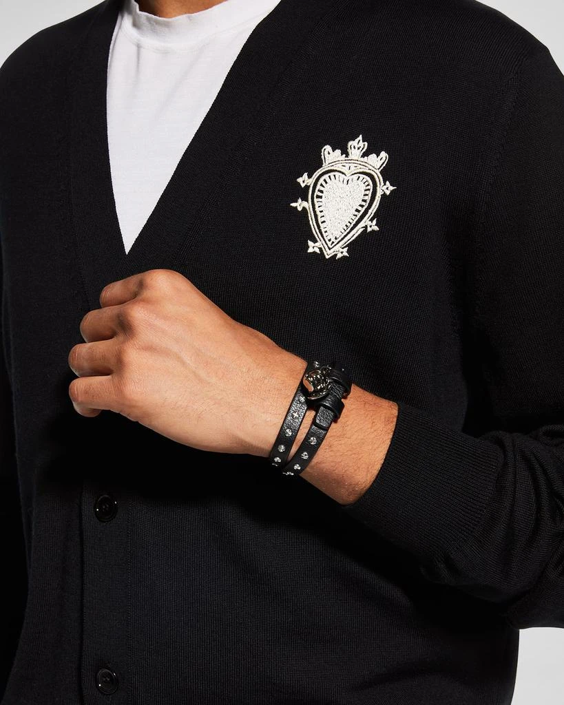 商品Alexander McQueen|Men's Studded Leather Double-Wrap Bracelet,价格¥2400,第5张图片详细描述