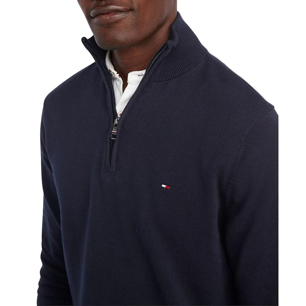商品Tommy Hilfiger|Men's Essential Embroidered Logo 1/4-Zip Mock Neck Sweater,价格¥302,第3张图片详细描述