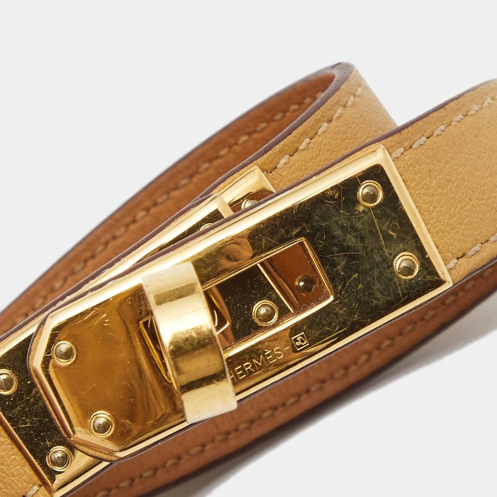 商品[二手商品] Hermes|Hermes Kelly Double Tour Beige Leather Gold Plated Bracelet,价格¥2052,第2张图片详细描述
