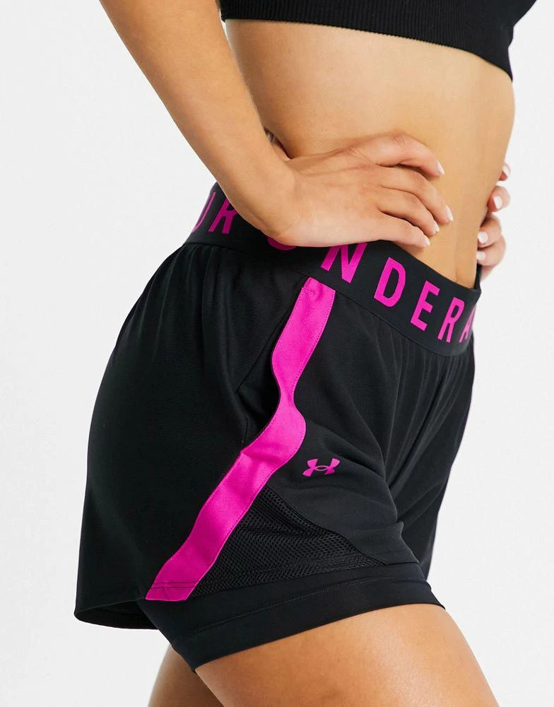 商品Under Armour|Under Armour Training Play Up 2-in-1 shorts in black and pink,价格¥144,第3张图片详细描述