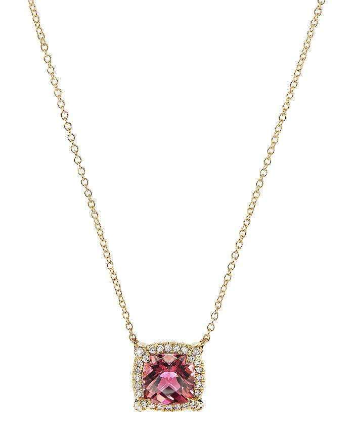 商品David Yurman|Petite Châtelaine® Pavé Bezel Pendant Necklace in 18K Yellow Gold with Gemstones & Diamonds, 18",价格¥17201,第1张图片详细描述