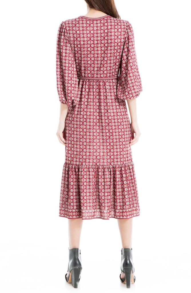 MAX STUDIO Textured Jersey Short Sleeve Wrap Midi Dress商品第2张图片规格展示