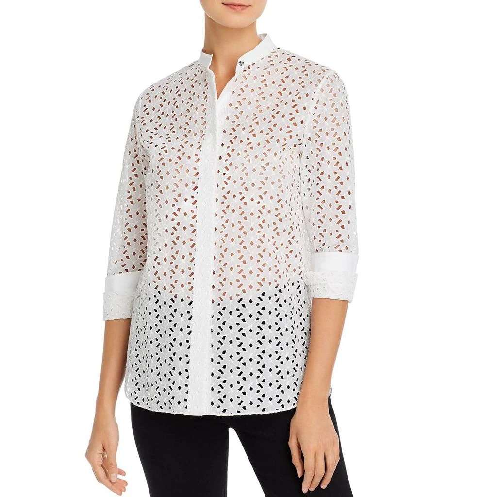 商品Theory|Theory Womens Silk Blend Eyelet Button-Down Top,价格¥438,第1张图片