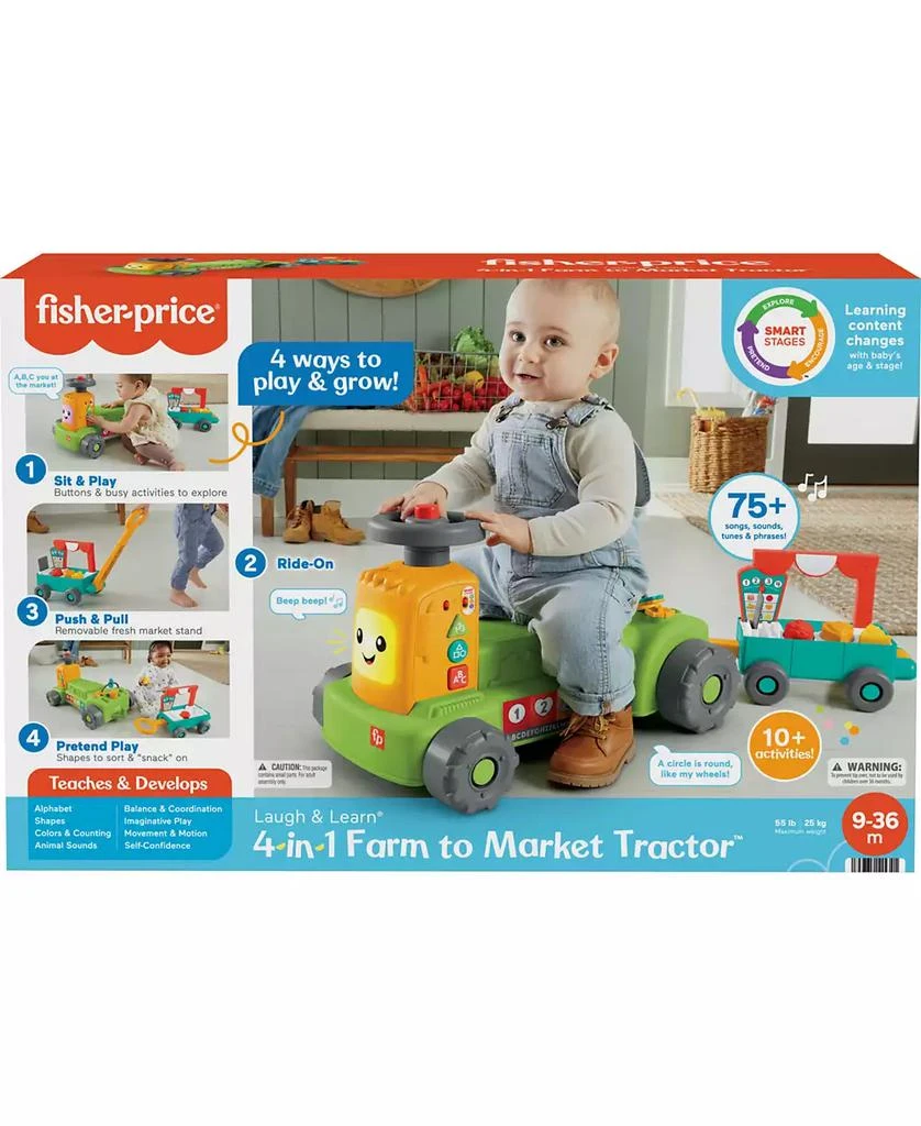 商品Fisher Price|Laugh Learn 4-in-1 Farm to Market Tractor Ride-on Learning Toy,价格¥277,第2张图片详细描述