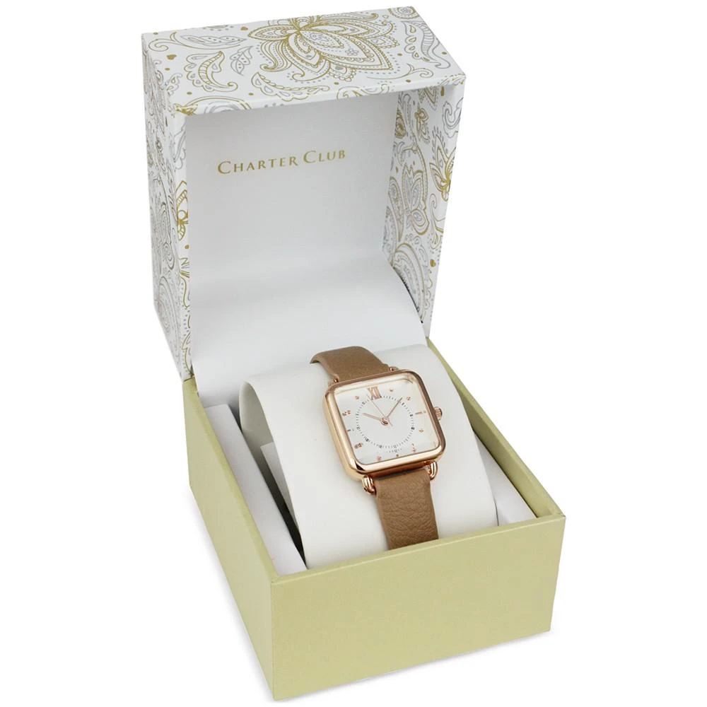 商品Charter Club|Women's Taupe Faux Leather Strap Watch 27mm, Created for Macy's,价格¥237,第4张图片详细描述