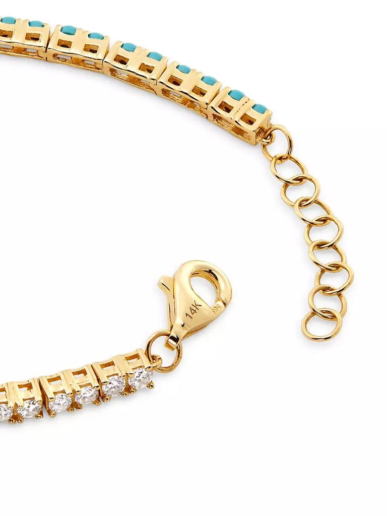 商品Saks Fifth Avenue Collection|14K Yellow Gold, 0.98 TCW Diamond & Turquoise Tennis Bracelet,价格¥20906,第3张图片详细描述
