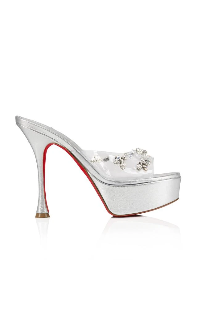 商品Christian Louboutin|Christian Louboutin - Degraqueen Alta 130mm Leather PVC Sandals - Silver - IT 38 - Moda Operandi,价格¥11844,第1张图片