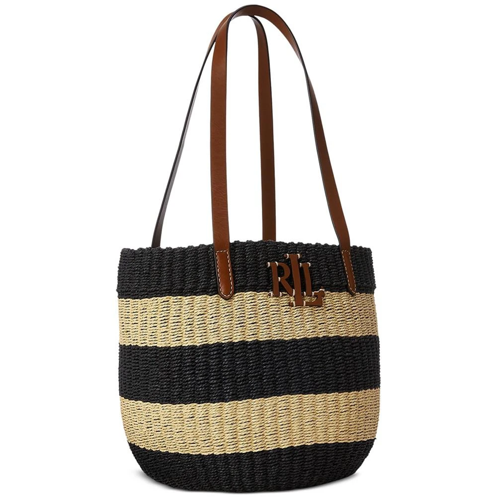 商品Ralph Lauren|Striped Straw Medium Hartley Tote Bag,价格¥2397,第5张图片详细描述