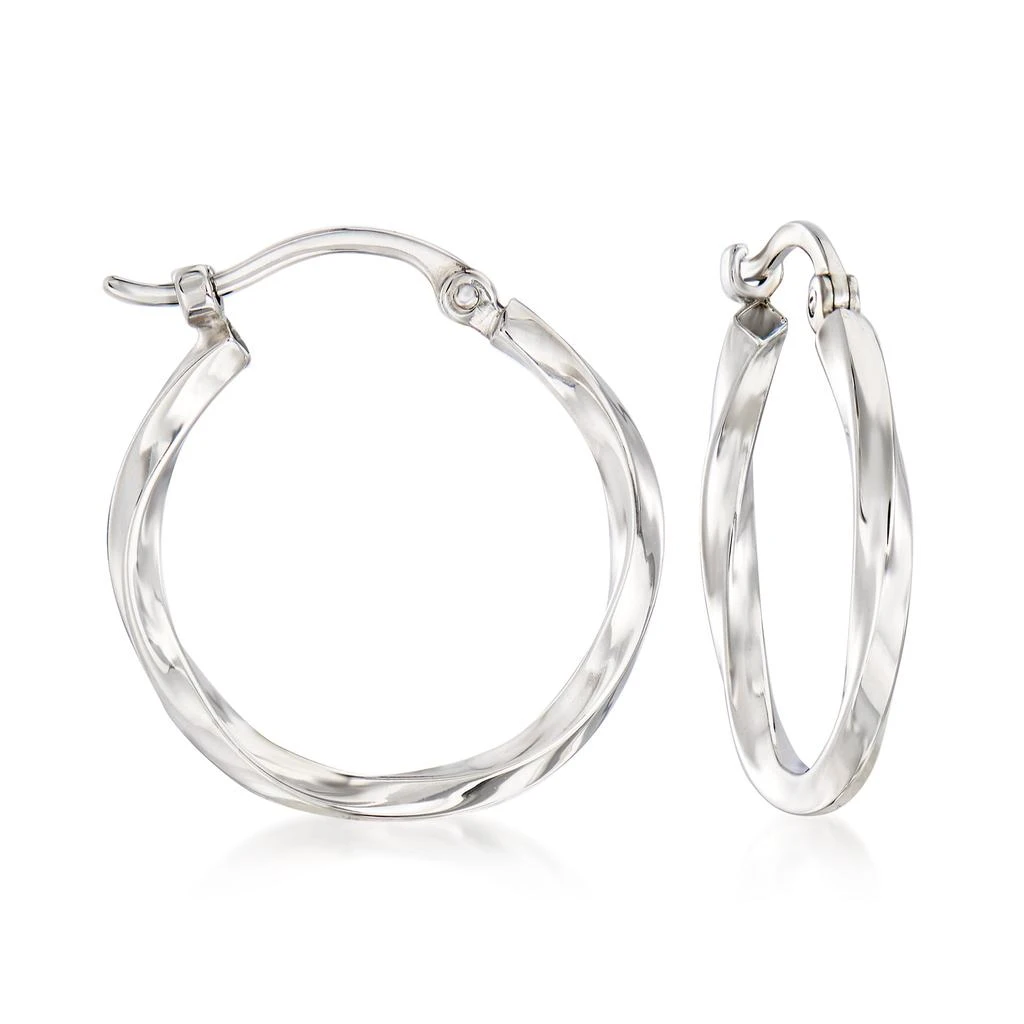 商品Ross-Simons|14kt White Gold Twist-Motif Hoop Earrings,价格¥2376,第1张图片