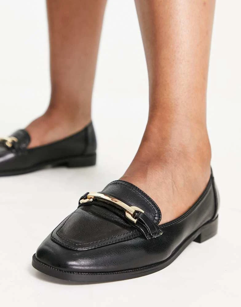 商品ASOS|ASOS DESIGN Wide Fit Verity loafer flat shoes with trim in black,价格¥206,第3张图片详细描述