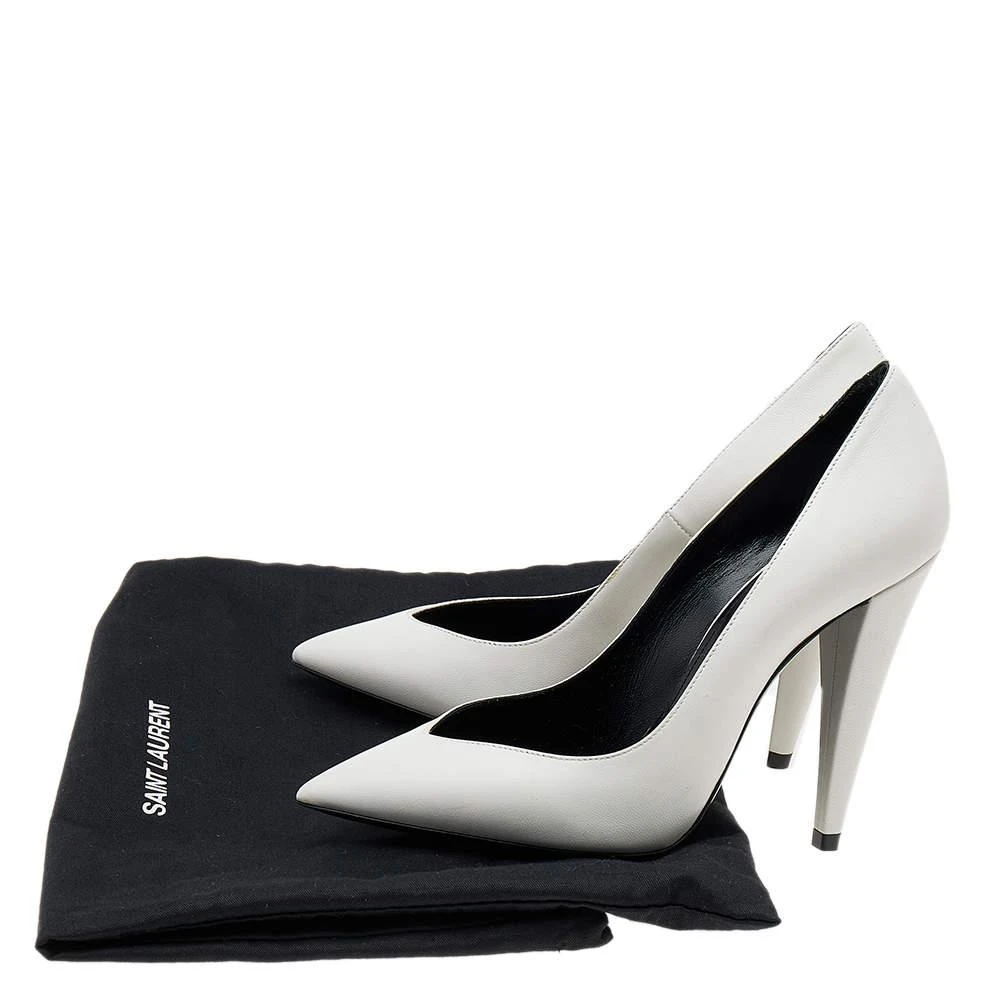 Saint Laurent White Leather Pointed Toe Pumps Size 36 商品
