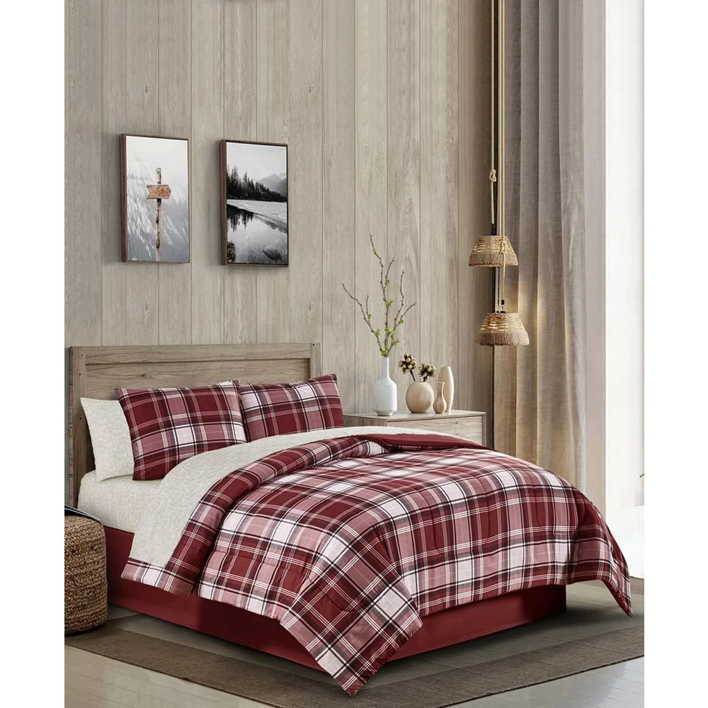 Red Oxford Plaid 8 Piece Reversible Comforter Set, Created for Macy's 商品