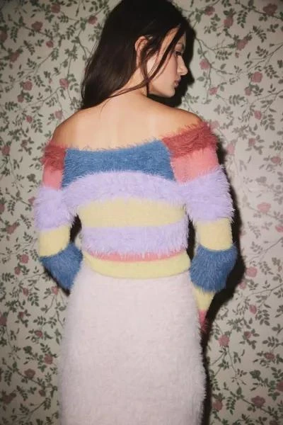 商品Kimchi Blue|Kimchi Blue Chloe Stripe Eyelash Sweater,价格¥153,第4张图片详细描述