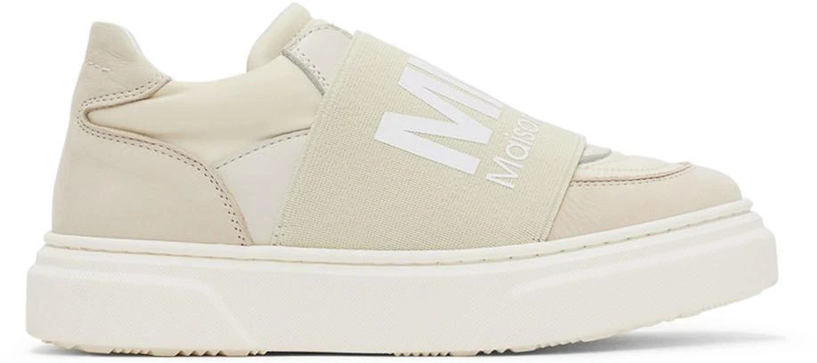 商品MAISON MARGIELA|Kids Off-White & Grey Elastic Logo Sneakers,价格¥775,第1张图片