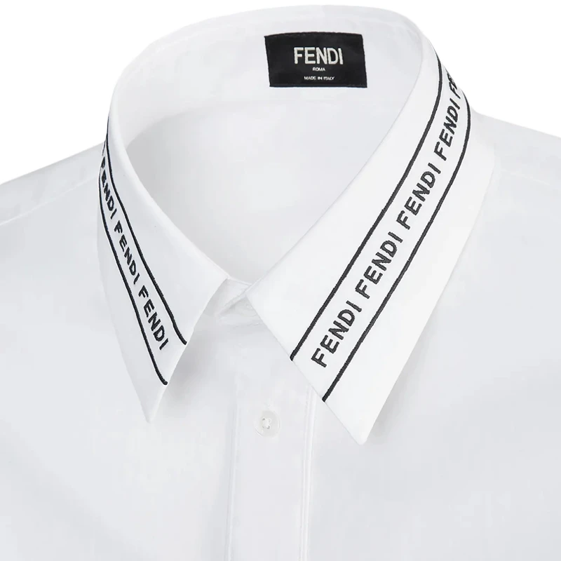 Fendi 男士白色徽标长袖衬衫 FS0896-AC2N-F0QA0 商品