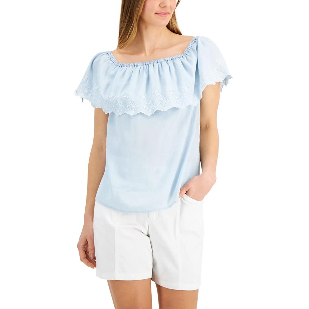 商品Charter Club|Cotton Off-The-Shoulder Top, Created for Macy's,价格¥152,第3张图片详细描述