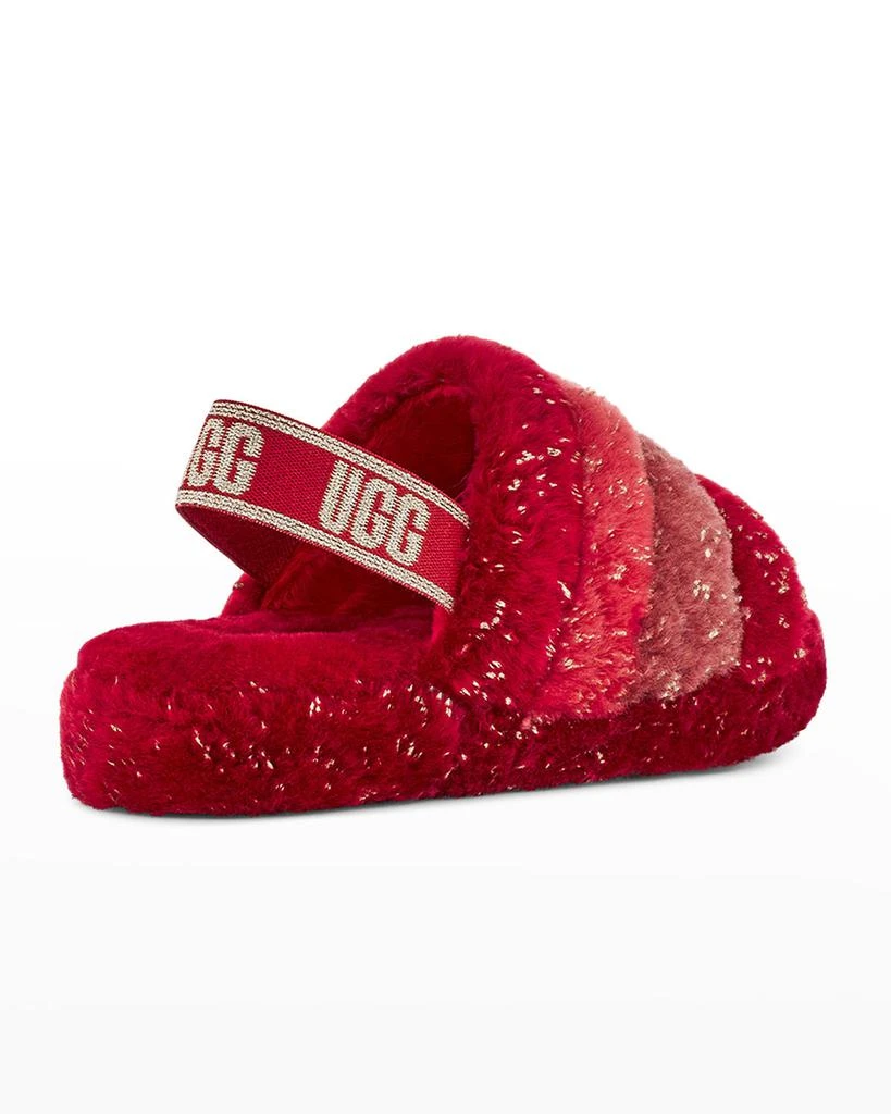 商品UGG|Girl's Fluff Yeah Metallic Sparkle Quilted Slippers, Kids,价格¥613,第4张图片详细描述