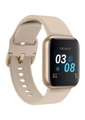 belk Air 3 Touchscreen Smartwatch Fitness Tracker For Men And Women Gold Case With Beige Strap 40 Millimeter 1