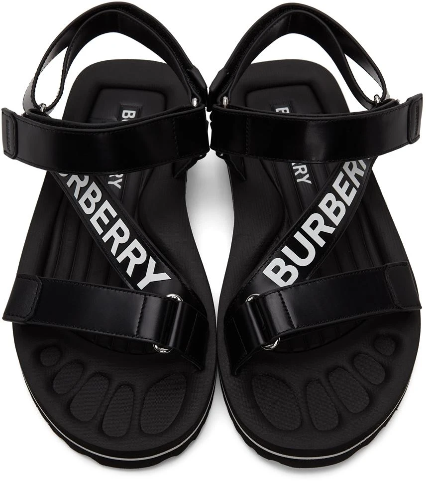 商品Burberry|SSENSE Exclusive Black Leather Patterson Flat Sandals,价格¥3340,第5张图片详细描述