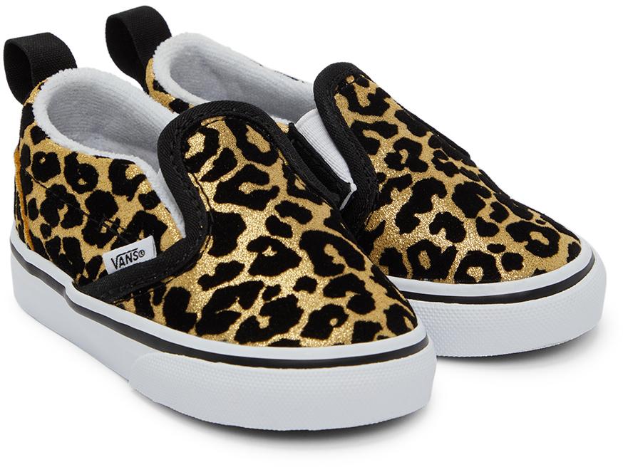 Baby Black & Gold Leopard Slip-On V Sneakers商品第4张图片规格展示