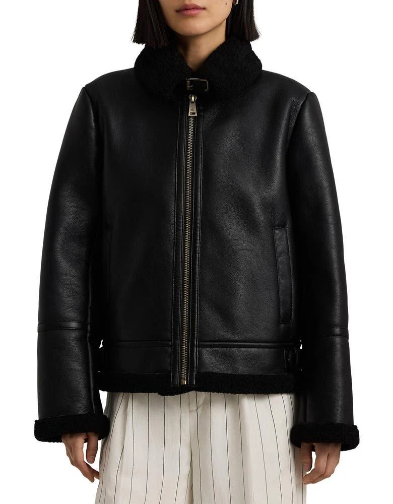 商品Ralph Lauren|Faux Leather & Faux Shearling Bomber Jacket,价格¥1123,第1张图片