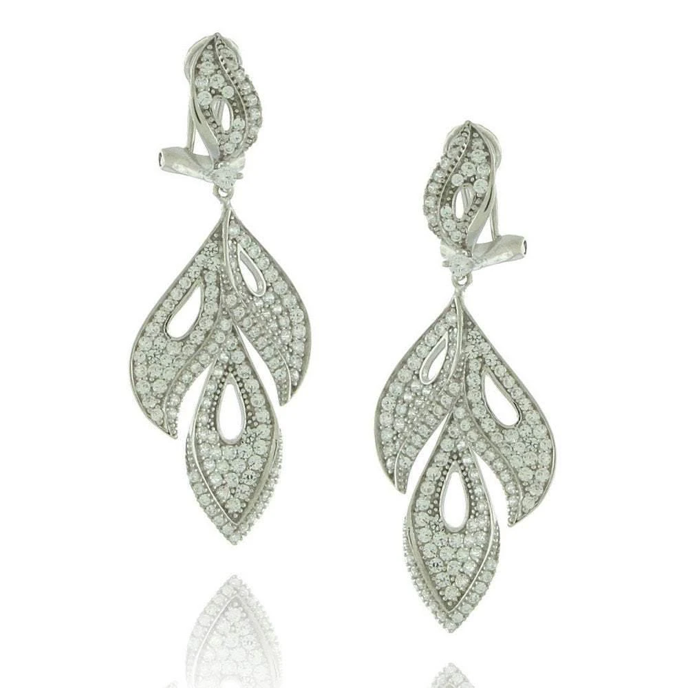 商品Suzy Levian|Suzy Leviann Sterling Silver White Cubic Zirconia Feather Earrings,价格¥793,第1张图片