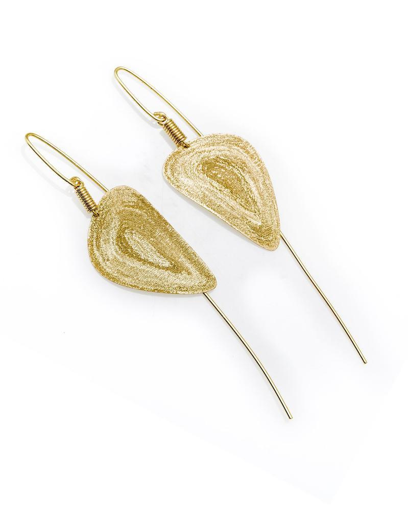 商品Stefano Patriarchi 帕特雅克|Etched Golden Silver Medium Drop Earrings,价格¥819,第1张图片