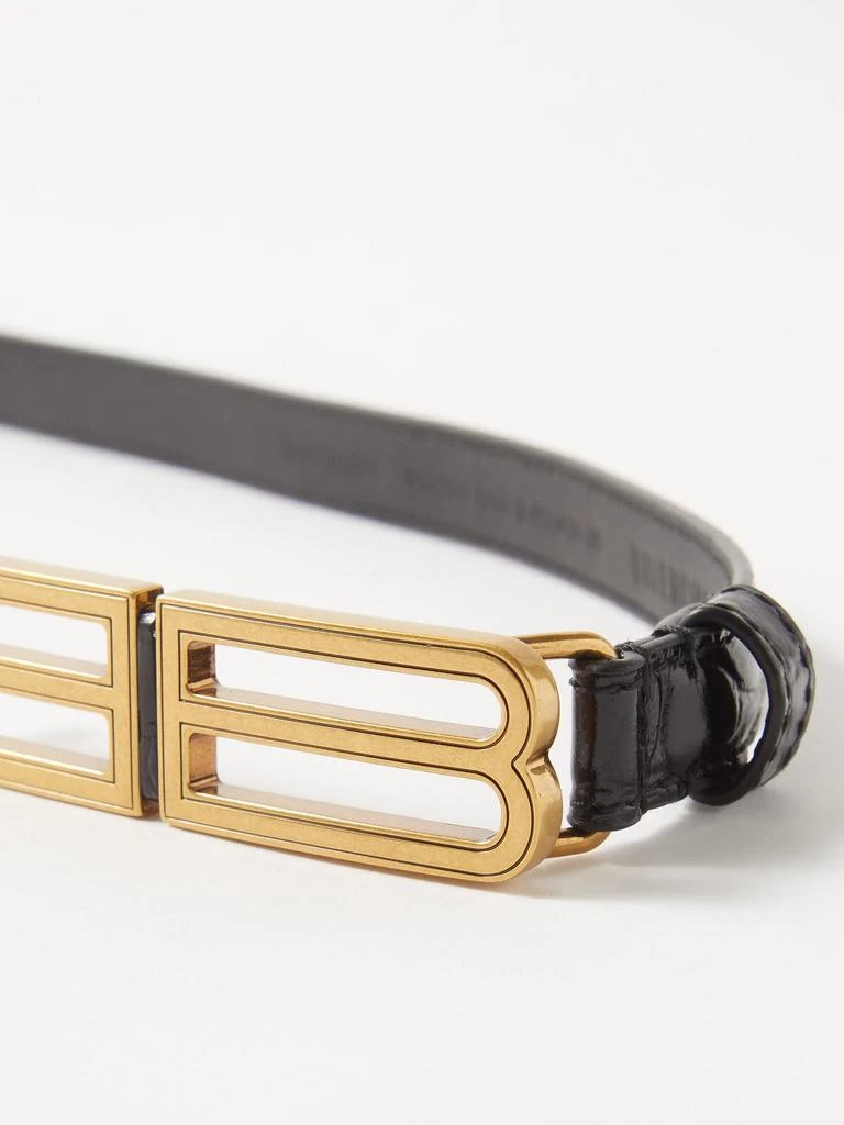 商品Balenciaga|Stretch BB crocodile-effect leather belt,价格¥3203,第4张图片详细描述