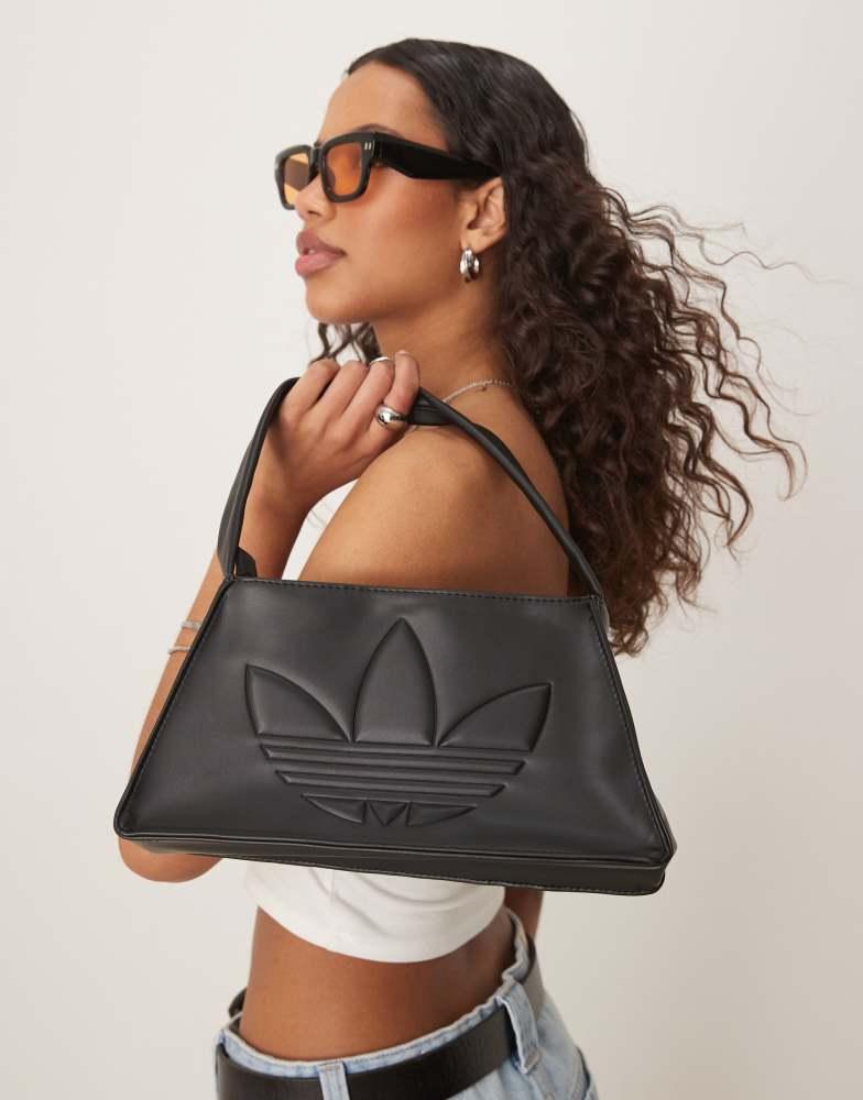 ☆Adidas☆Originals Pu Leather Shoulder Bag Adidas Originals Handbags Black - POIZON