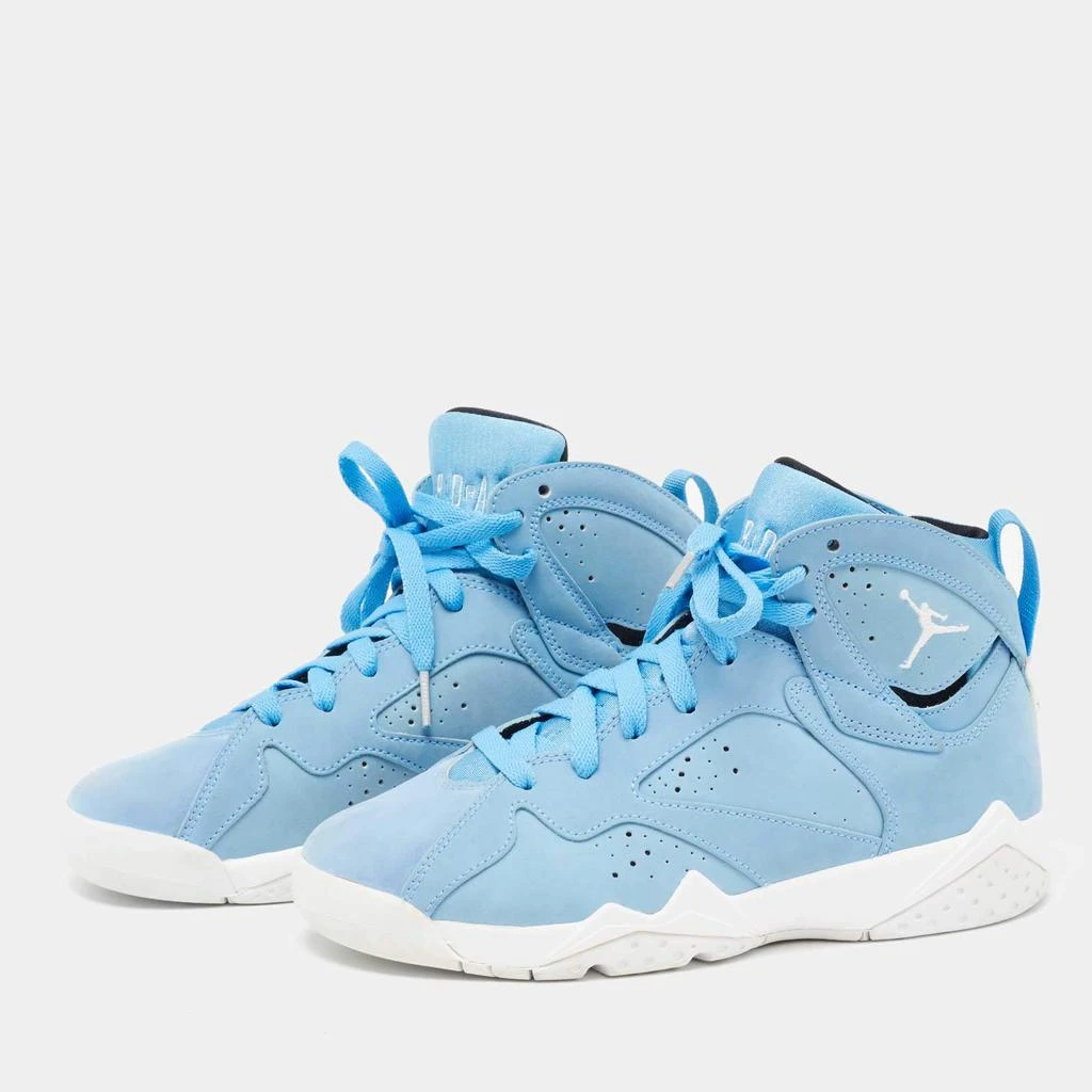 商品[二手商品] Jordan|Jordan Blue Nubuck Leather Air Jordan 7 Retro Pantone High Top Sneakers Size 37.5,价格¥1181,第2张图片详细描述