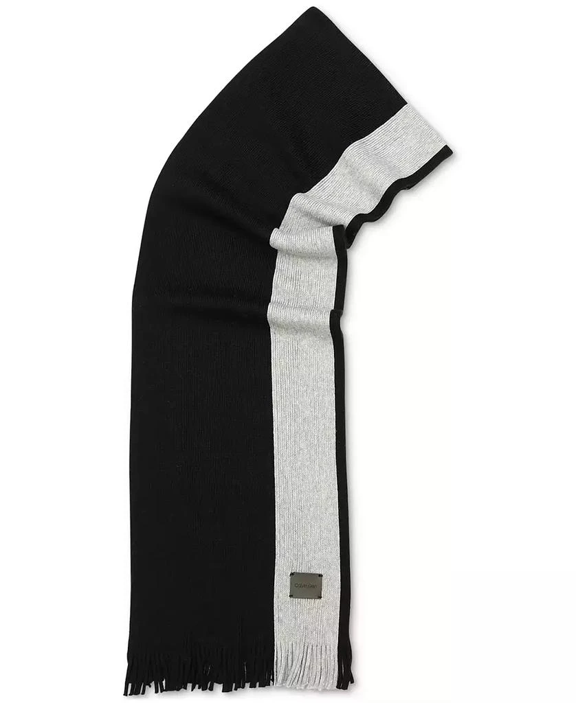 商品Calvin Klein|Men's Thick Wool Blend Side Stripe Logo Scarf,价格¥294,第5张图片详细描述