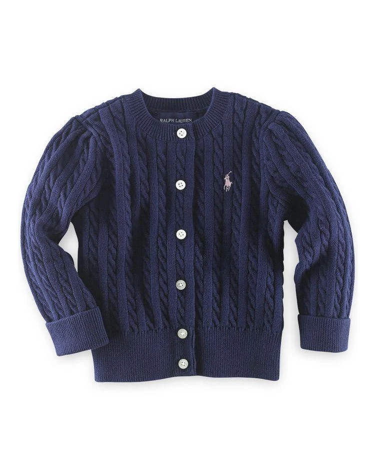 商品Ralph Lauren|Girls' Cable Cardigan Sweater - Big Kid,价格¥337,第1张图片