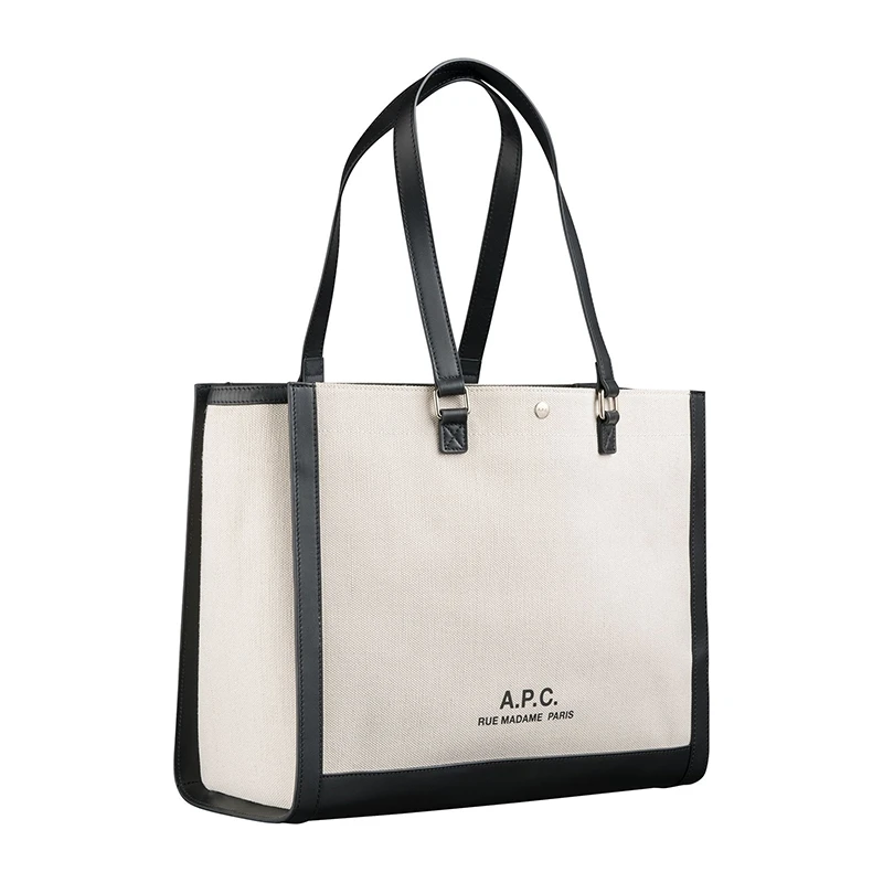 A.P.C Camille2.0男女通用米色棉麻帆布配皮横向托特包 商品