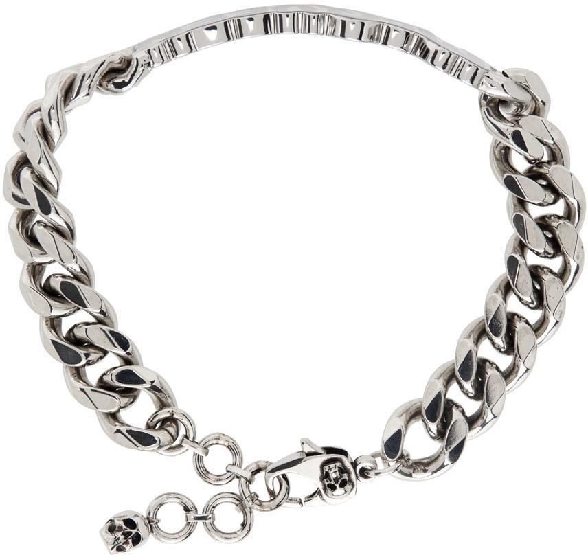 商品Alexander McQueen|Silver Graffiti Chain Bracelet,价格¥3861,第4张图片详细描述