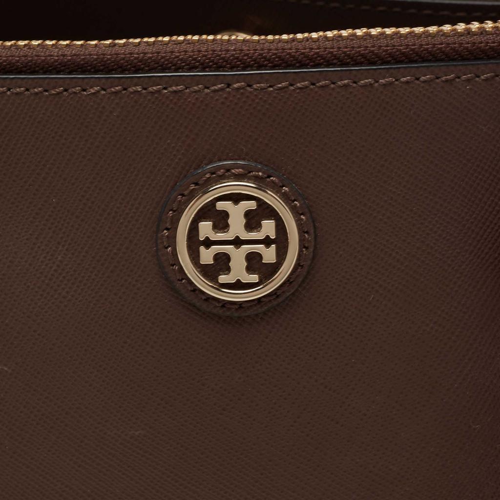 商品[二手商品] Tory Burch|Tory Burch Dark Brown/White Saffiano Leather Robinson Double Zip Tote,价格¥2521,第7张图片详细描述