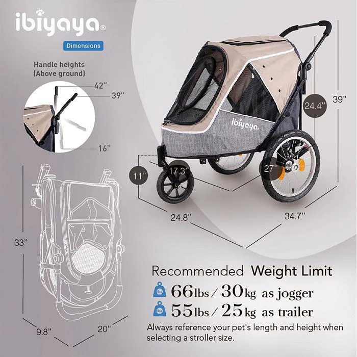 商品Ibiyaya|Happy Pet Trailer/Jogger 2.0,价格¥2590,第2张图片详细描述